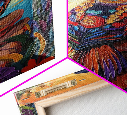 Jewel Loon, Sunset, Vibrant Bird Wall Art, Nature Wildlife Decor, Eclectic Home Accent, Living Room Boho Framed Canvas Print