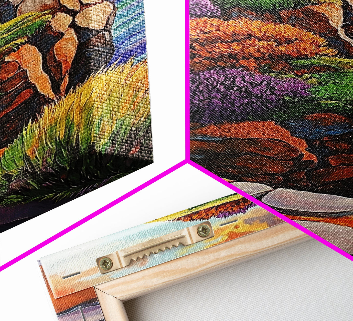 Rocky Cliff, Ocean, Wildflowers Canvas Print, Vibrant Coastal Wall Art, Hallway Nature Scene, Colorful Landscape Painting