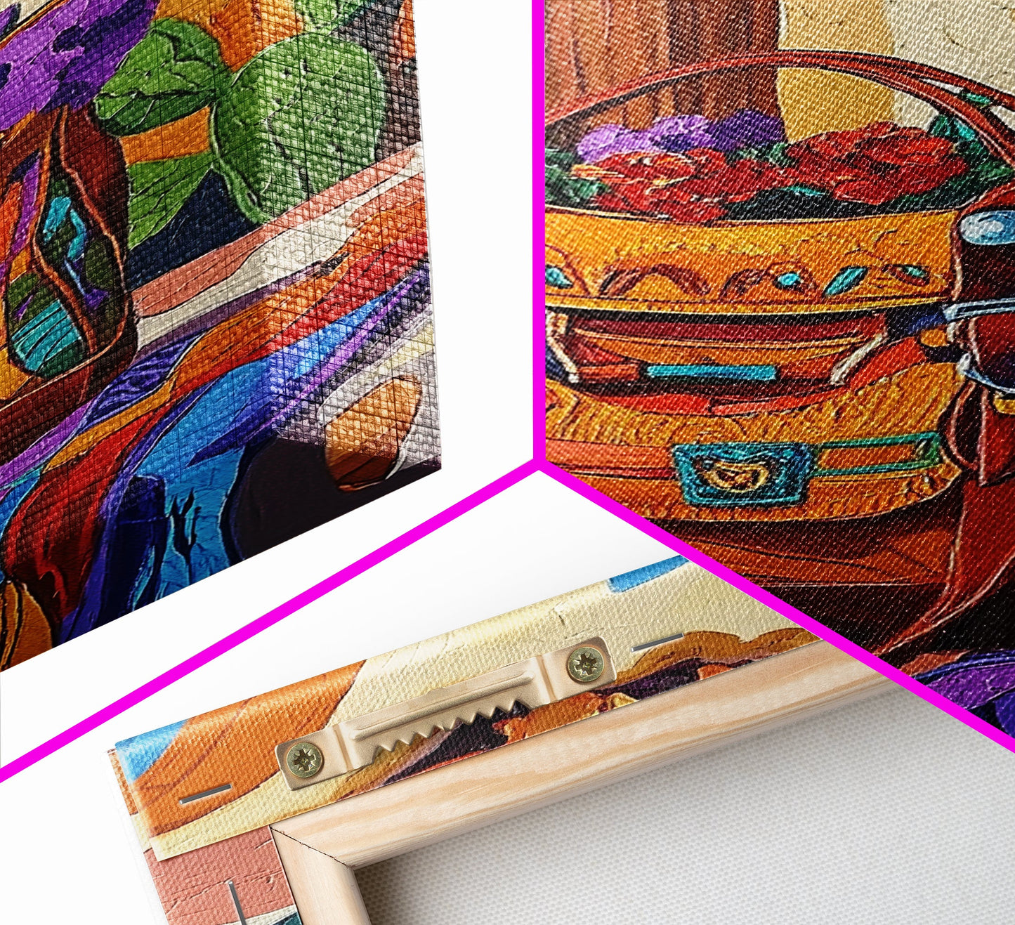 Saddle Bag, Desert Flowers, Southwest Style, Rustic Charm, Mexican Market Vibe, Entryway Wall Art, Framed Canvas Print, Colorful Boho Art