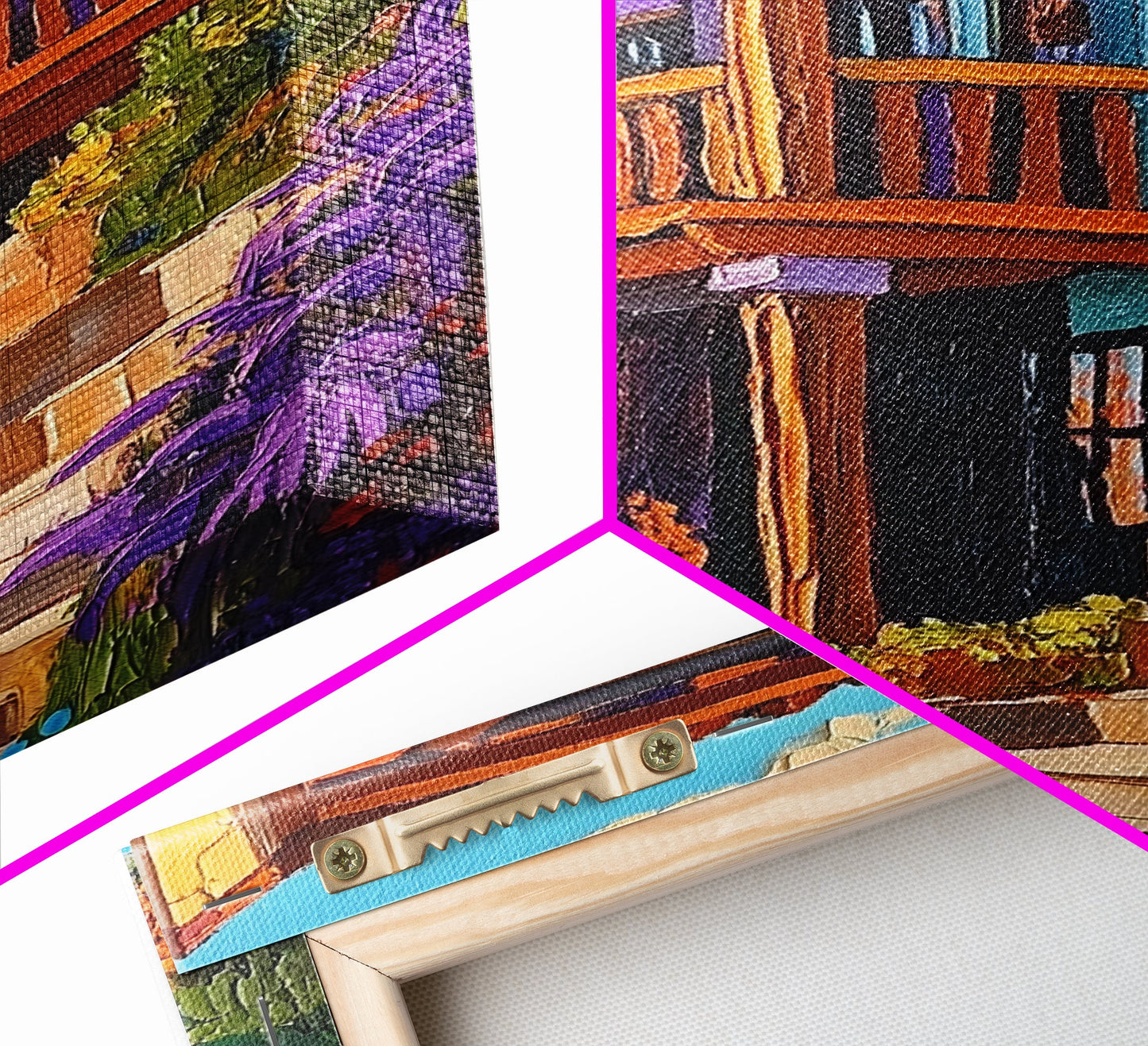 Rustic Balcony View, Desert Garden Colors, Southwest Home Art, Framed Canvas Print, Living Room Wall Art, Boho Summer Decor