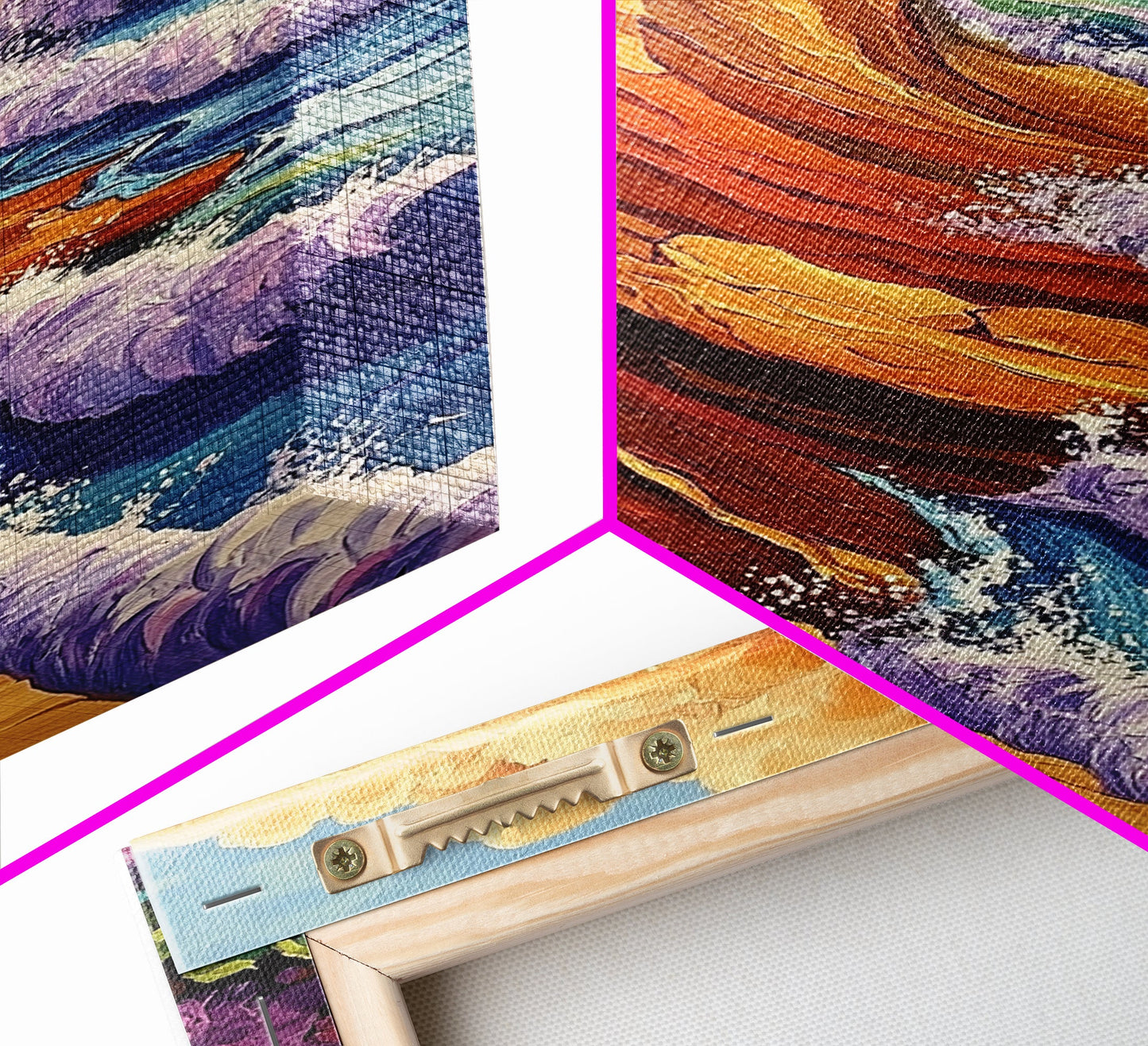 Waves Cliffs, Nature Surf, Canvas Print dramatic ocean surf painting, coastal boho landscape art, Living Room Wall Art, beachy decor