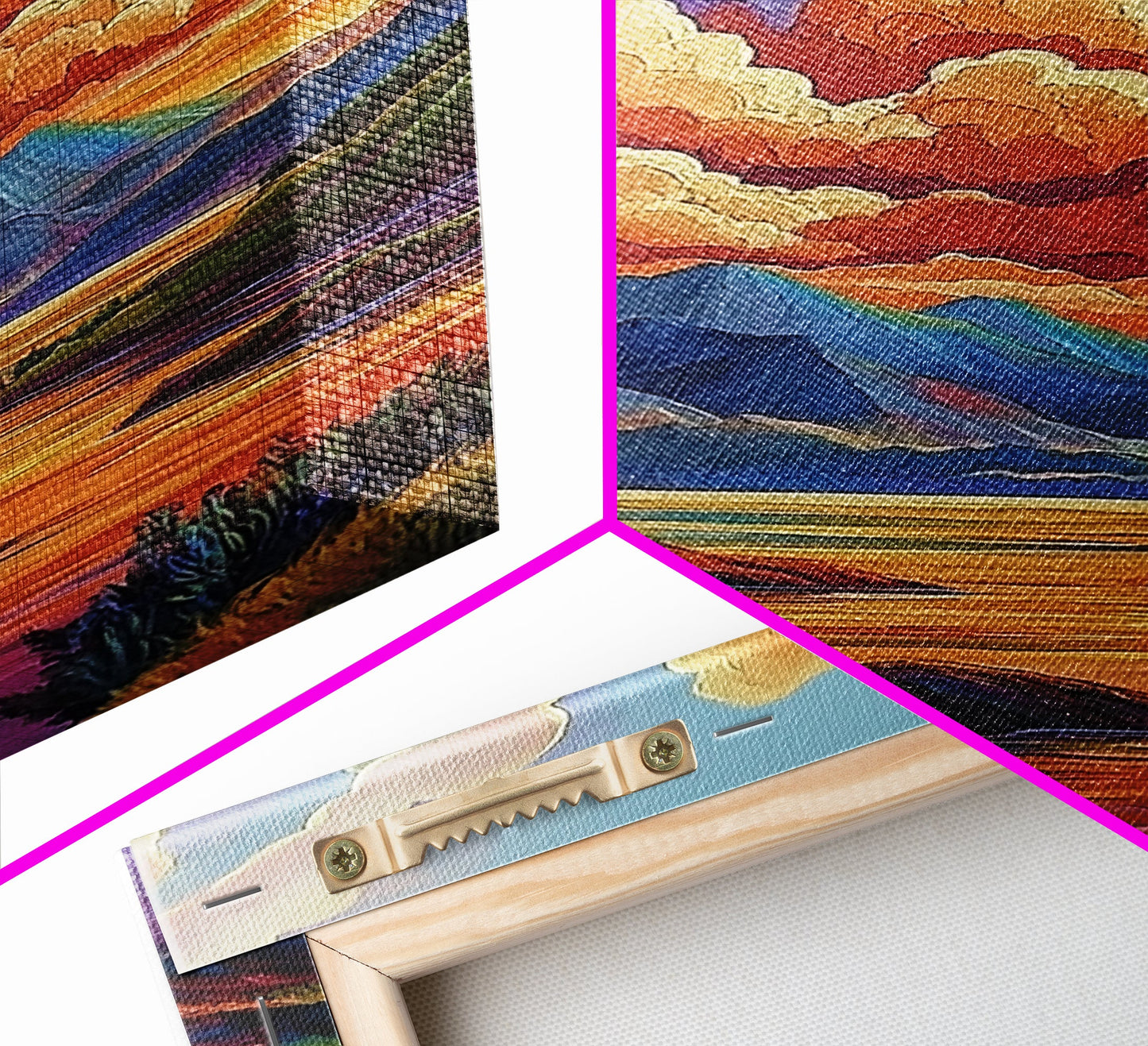 Mountains Lake, Sky Reflection, Canvas Print sunset mountain scene wall decor, serene nature landscape painting, Living Room Wall Art