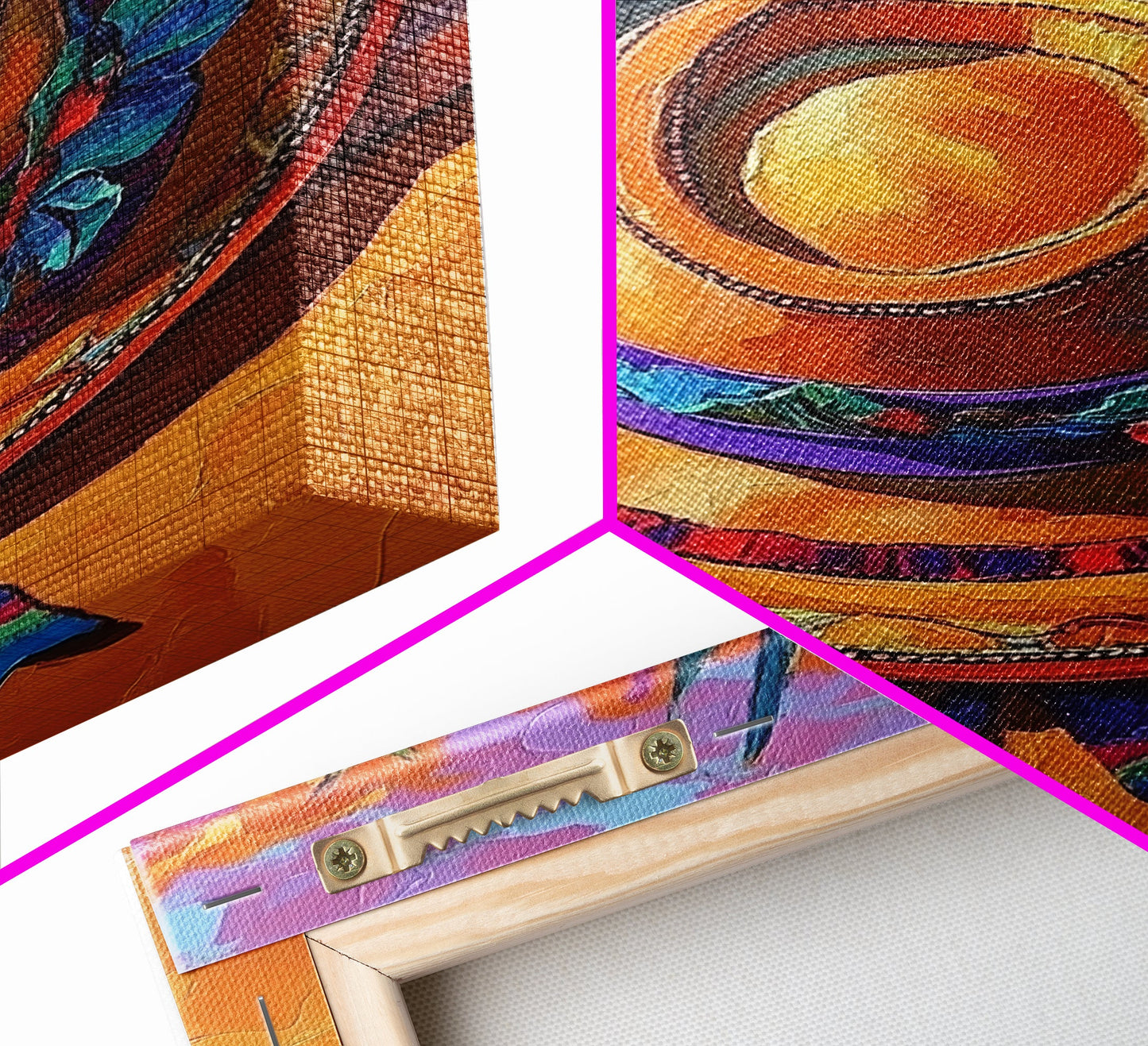 Sombrero, Garden, Boho, Floral, Framed Canvas Print, Bright floral garden sombrero artwork, perfect boho colorful kitchen wall art