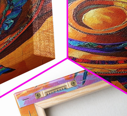 Sombrero, Garden, Boho, Floral, Framed Canvas Print, Bright floral garden sombrero artwork, perfect boho colorful kitchen wall art