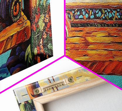 Ocean Swing Scene, Relaxing Seaside Painting, Nautical Coastal Art, Beach House Decor, Peaceful Canvas Print, Hallway Art, Bedroom Art