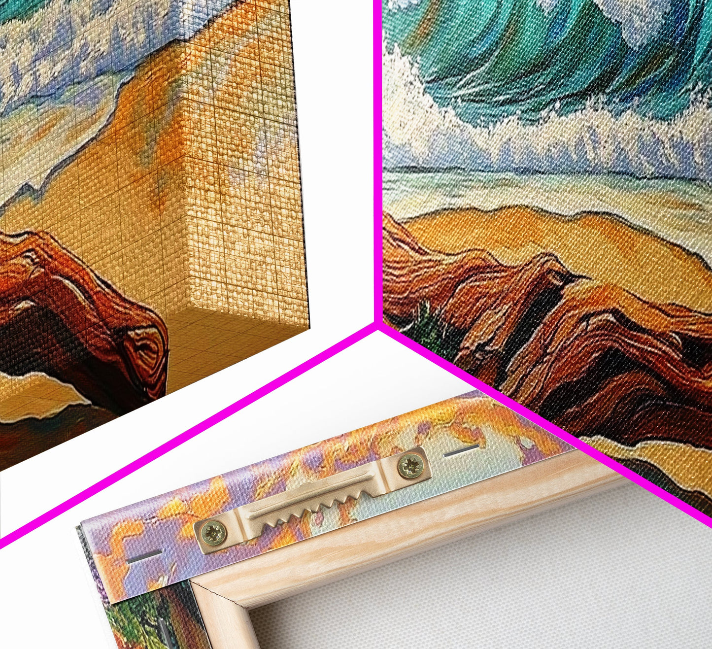 Ocean Shore Driftwood, Seaside Flower Art, Nature Landscape, Framed Canvas Print, Coastal Living Room or Beach House Wall Art