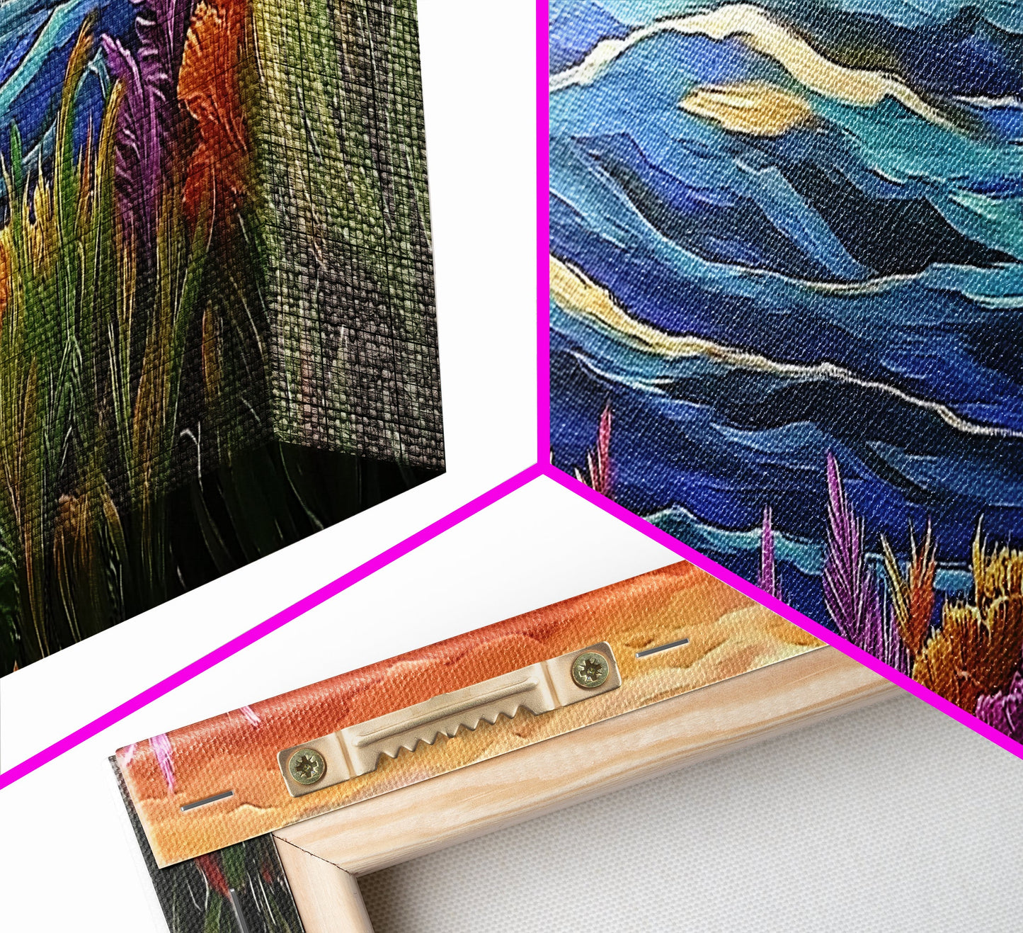 Ocean Horizon, Sunset Sea, Flower Garden, Nature Escape, Canvas Print, Beach House Decor, Tropical Seascape Wall Art