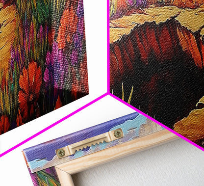 Autumn Desert Vibes, Colorful Fall Landscape, Bright Nature Scene, Southwest Art, Framed Canvas Print, Autumn Wall Decor, Living Room Art
