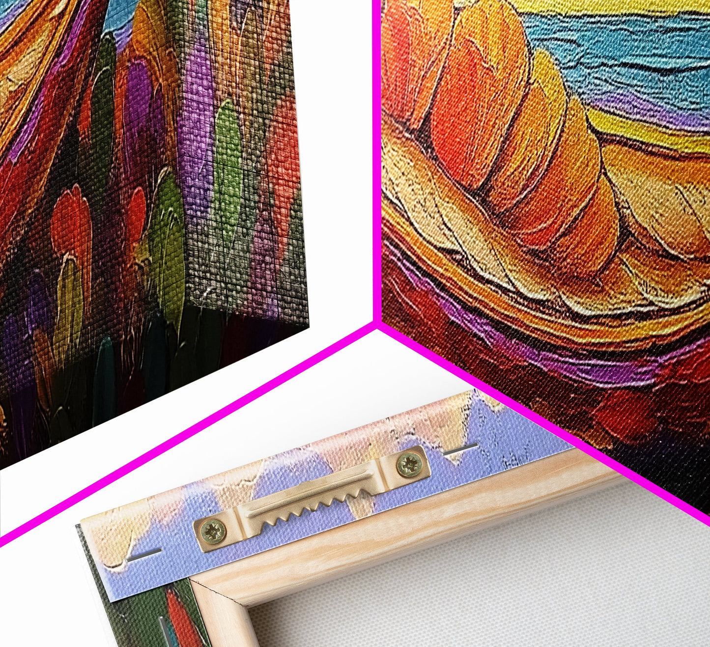 Vibrant Canoe Shell, Coastal Fantasy Art, Ocean Dreamscape, Framed Canvas Print, Tropical Wall Decor, Beach House Accent Piece