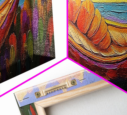 Vibrant Canoe Shell, Coastal Fantasy Art, Ocean Dreamscape, Framed Canvas Print, Tropical Wall Decor, Beach House Accent Piece