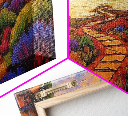 Ocean Pathway, Coastal Garden, Beach Vibes, Framed Canvas Print, Tropical Wall Art, Seaside Landscape, Boho Living Room Decor