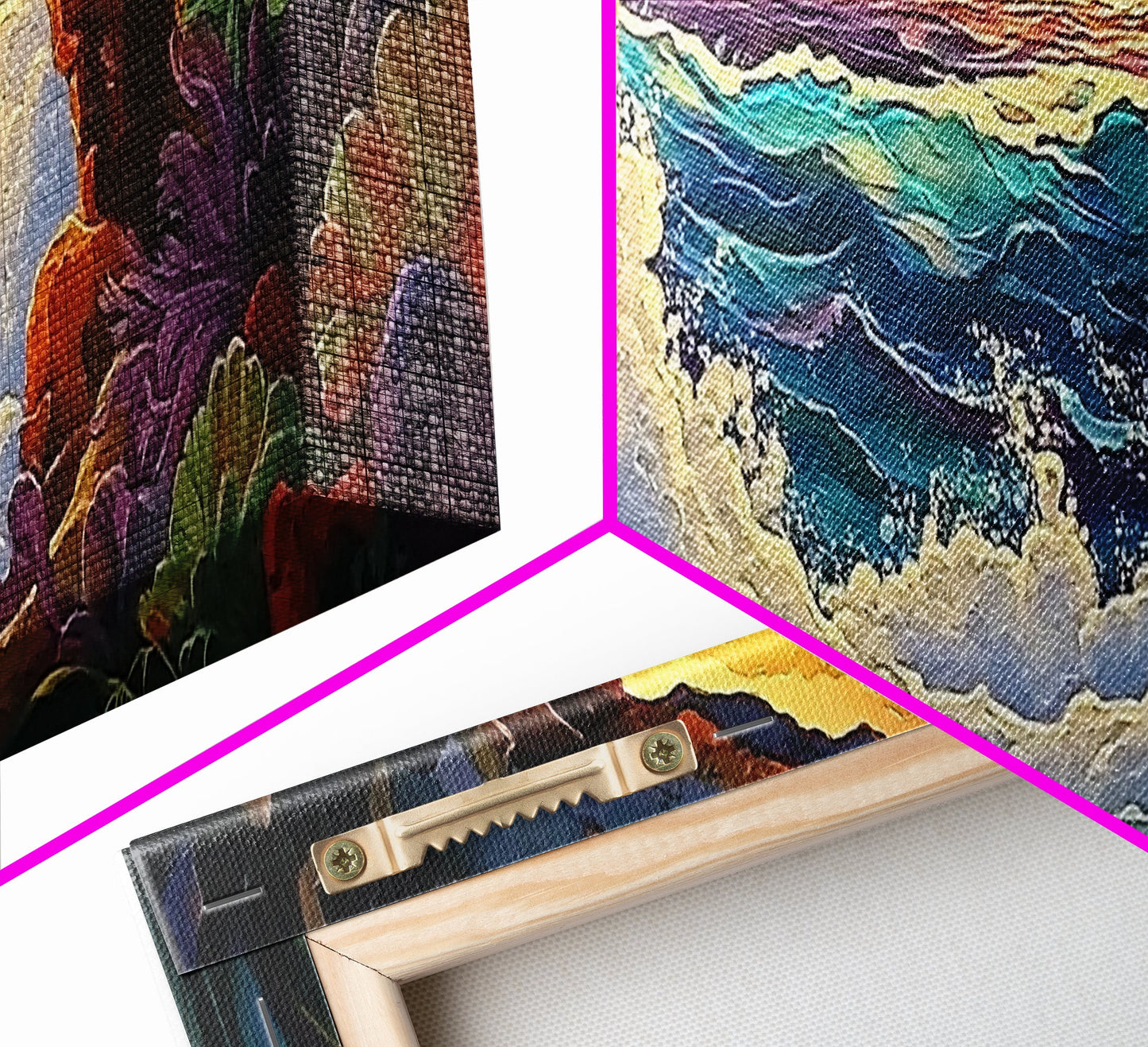 Ocean Cave View, Sunset Waves, Coastal Decor, Tropical Art, Framed Canvas Print, Beach House Wall Art, Vibrant Seascape, Boho Style