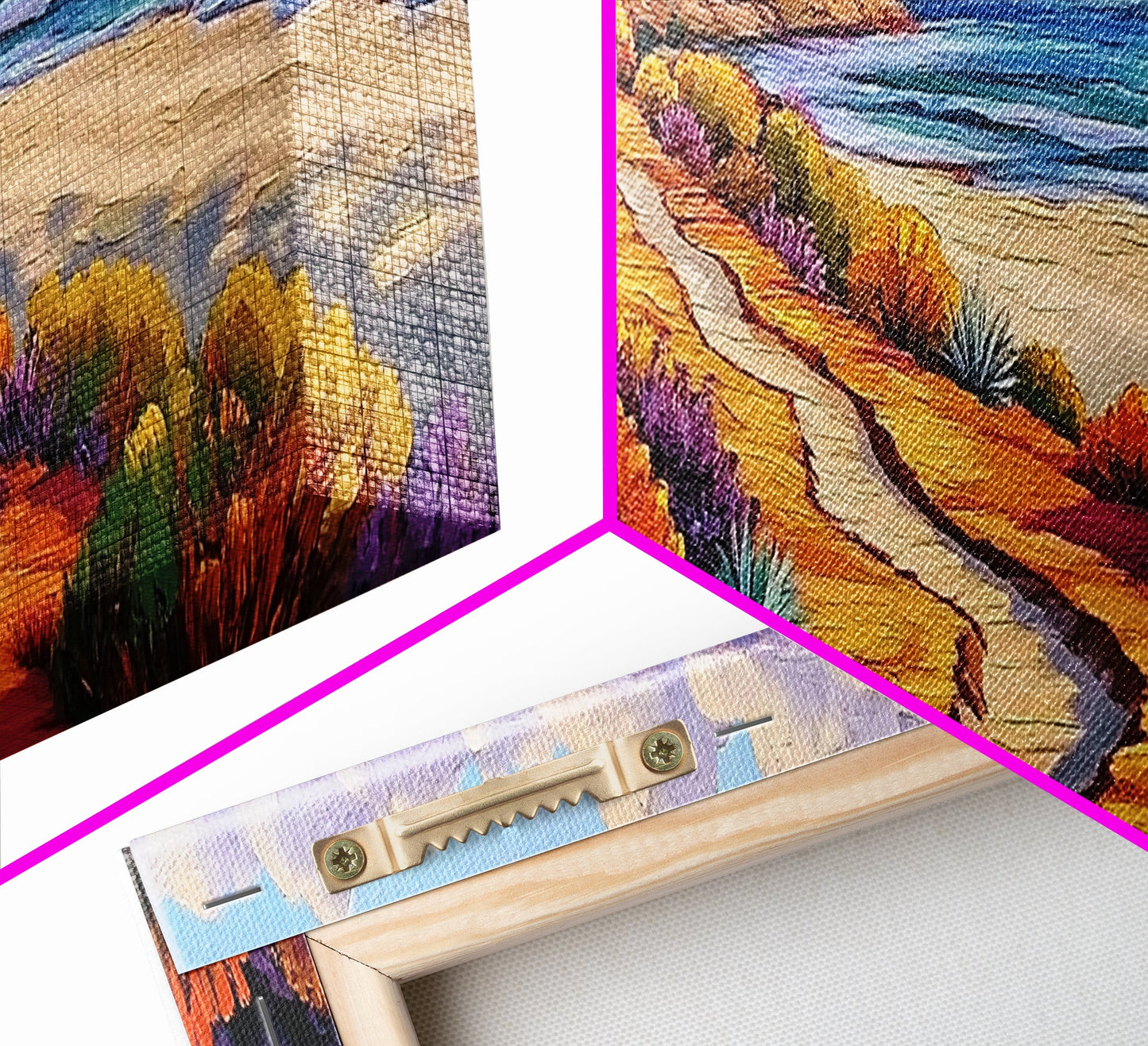 Ocean Pathway, Coastal Trail, Colorful Beach Art, Canvas Print, Seaside Landscape Wall Art, Hallway Decor, Impressionist Style Painting