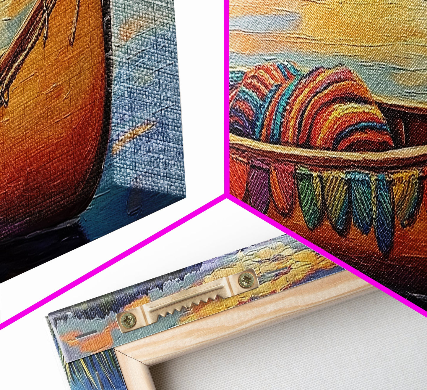 Sunset Canoe Reflection, Serene Lake Art, Cozy Lakeside Decor, Framed Canvas Print, Cabin Wall Art, Peaceful Nature Scene