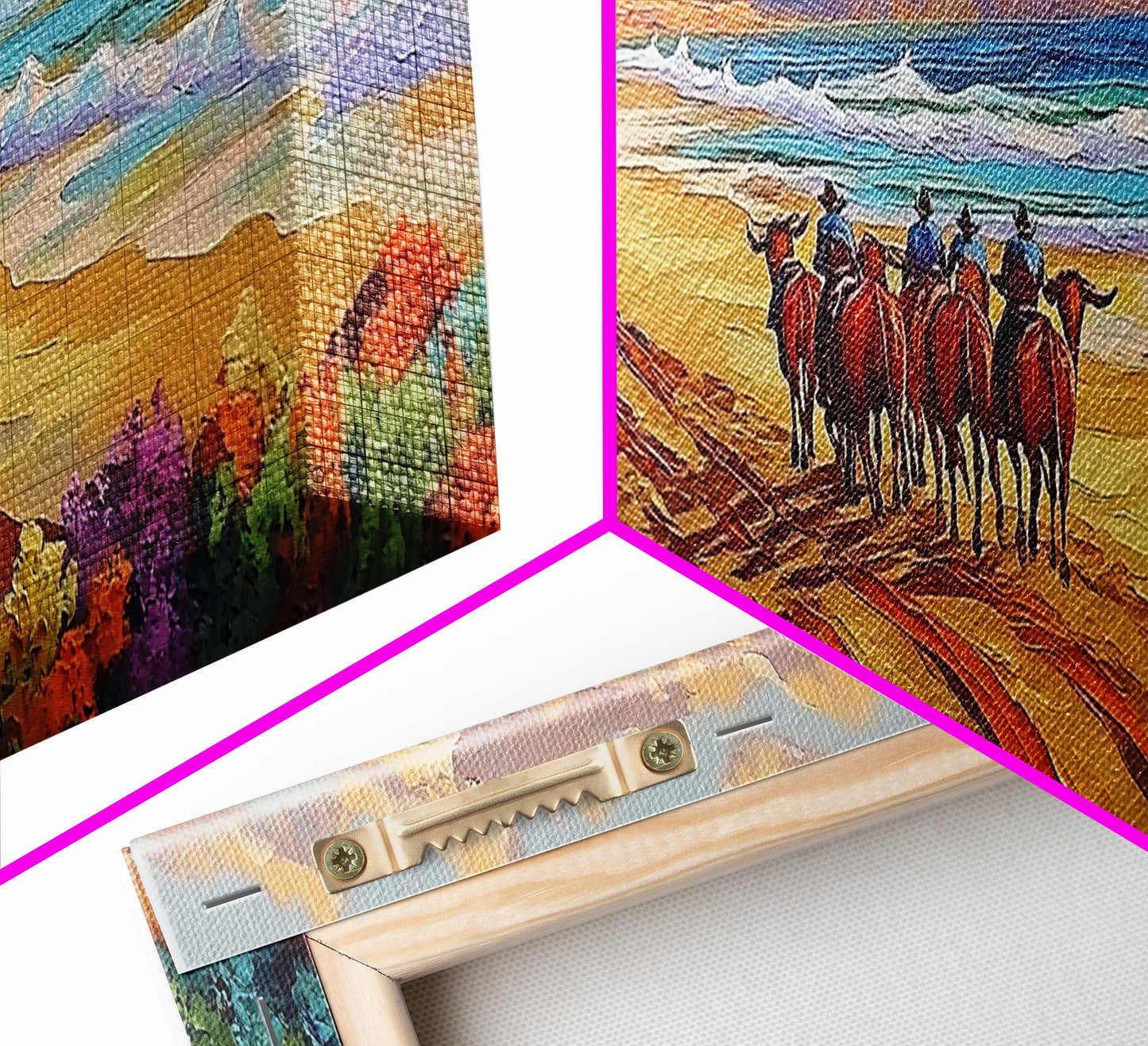 Western Beach Trail, Cowboy Horses Art, Desert Shoreline, Canvas Print, Fall Wall Decor, Rustic Western Style, Living Room Wall Art