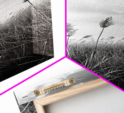 Wild Grass Field, Windswept Plains Scene, Minimalist Nature, Framed Canvas Print, Boho Bedroom Art, Modern Office Wall Art, Rustic Charm