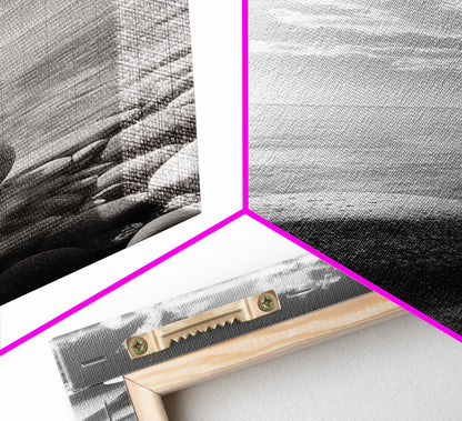 Zen Stone, Calm Waters, Smooth Pebbles, Framed Canvas Print, Spa Wall Art, Minimalist Bathroom Decor, Tranquil Home Accent