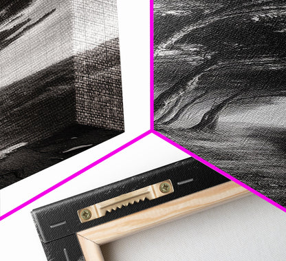 Windiger Waldweg, dunkle Küstenbäume, stimmungsvolle Natur, gerahmter Leinwanddruck, herbstliche Wanddekoration fürs Wohnzimmer, stimmungsvolle Landschaftsästhetik