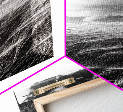 Wheat Field, Cloudy Sky, Rustic Landscape, Black and White Nature, Framed Canvas Print, Farmhouse Kitchen Wall Art, Fall Harvest Vibe