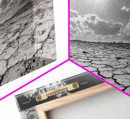 Cracked Earth Sun, Desert Landscape, Dramatic Sky, Canvas Print, Southwestern Decor, Fall Wall Art, Earth Tones Rustic Home Accent