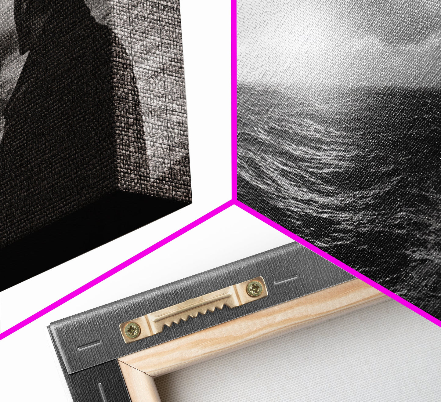 Mann beobachtet Meer, stürmischer Ozeanblick, emotionale Szene, Leinwanddruck, stimmungsvolle Küstendekoration, Wandbild fürs Büro, maritimer Monochrom-Stil