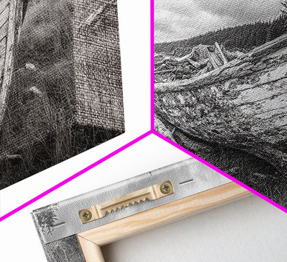 Abandoned Boat, Weathered Vessel, Coastal Forest, Framed Canvas Print, Farmhouse Wall Art, Rustic Cabin Decor, Autumn Vibe, Living Room Art