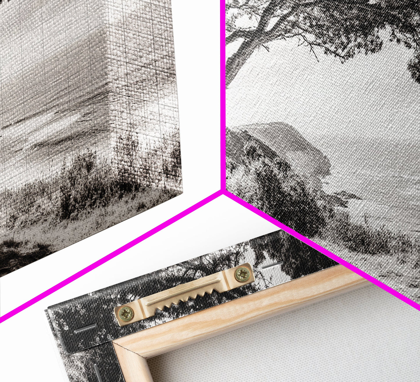 Ocean View, Coastal Trees, Cliffside Vista, Light and Shadows, Framed Canvas Print, landscape wall art, modern beach decor, boho living room