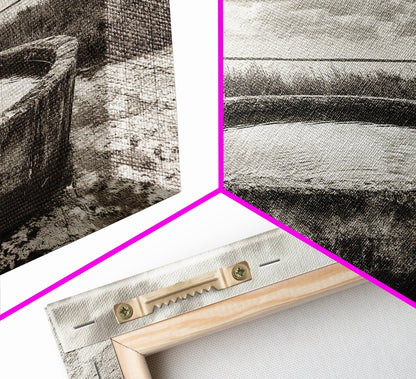 Water Trough, Overcast Skies, Ocean Breeze, Framed Canvas Print, Country Rustic Wall Art, Sepia Toned Fall Decor, Entryway Or Den Art