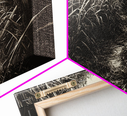 Grasbewachsener Pfad, Naturmotiv, Rustikale Landschaft, Naturnahe Wohndekoration, Herbstliche Flurkunst, Gerahmter Leinwanddruck