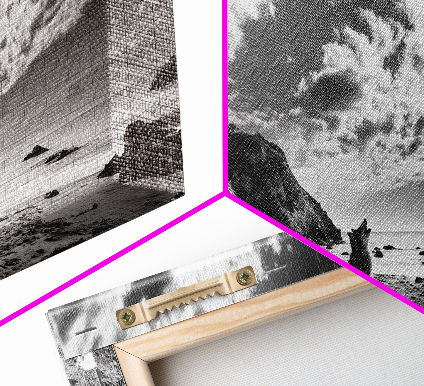 Howling Dog, Seaside Cliffs, Cloudy Sky, Wild Beach, Canvas Print, Nature Animal Art, Rustic Fall Wall Decor, Entryway Accent, Bedroom Wall Art