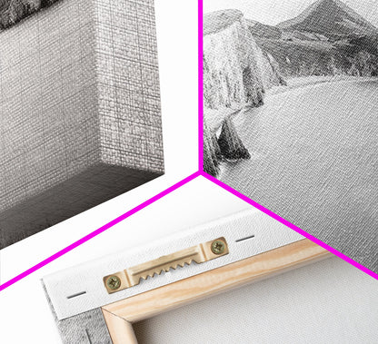 Cliff Coast, Rolling Hills, Seaside Bluffs, Canvas Print, dreamy landscape photography, light neutral living room art, tranquil office decor