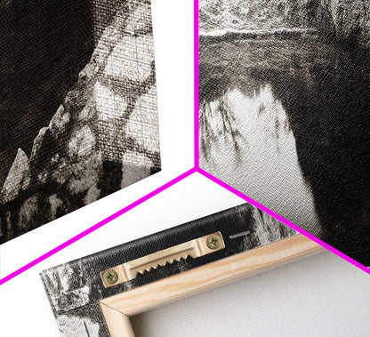 Steinbecken, Stille Spiegelung, Naturfotografie, Zen-Atmosphäre, Gerahmter Leinwanddruck, Wandbild fürs Badezimmer, Rustikale Dekoration, Ruhige Wohnatmosphäre