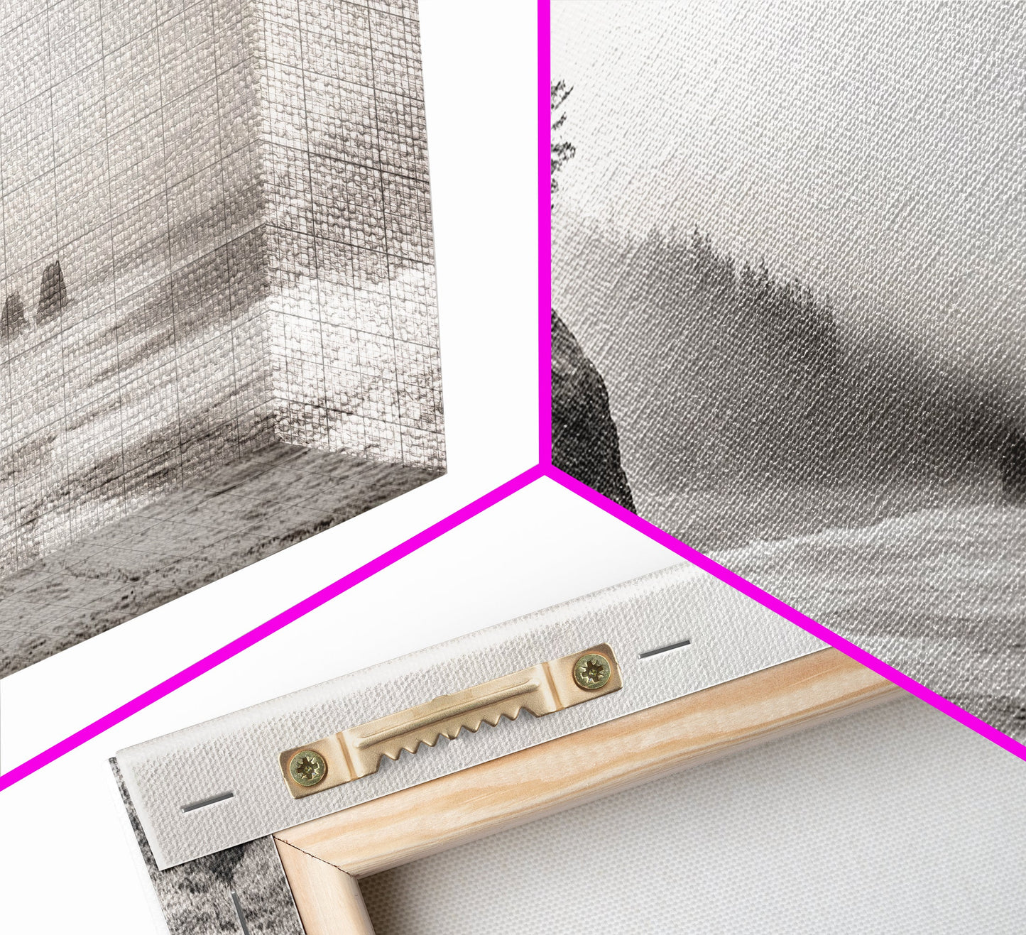 Foggy Pines, Ocean Horizon, Coastal Landscape, Moody Beach Scene, Canvas Print, Bedroom Wall Art, Rustic Cabin Decor, Nature Photography