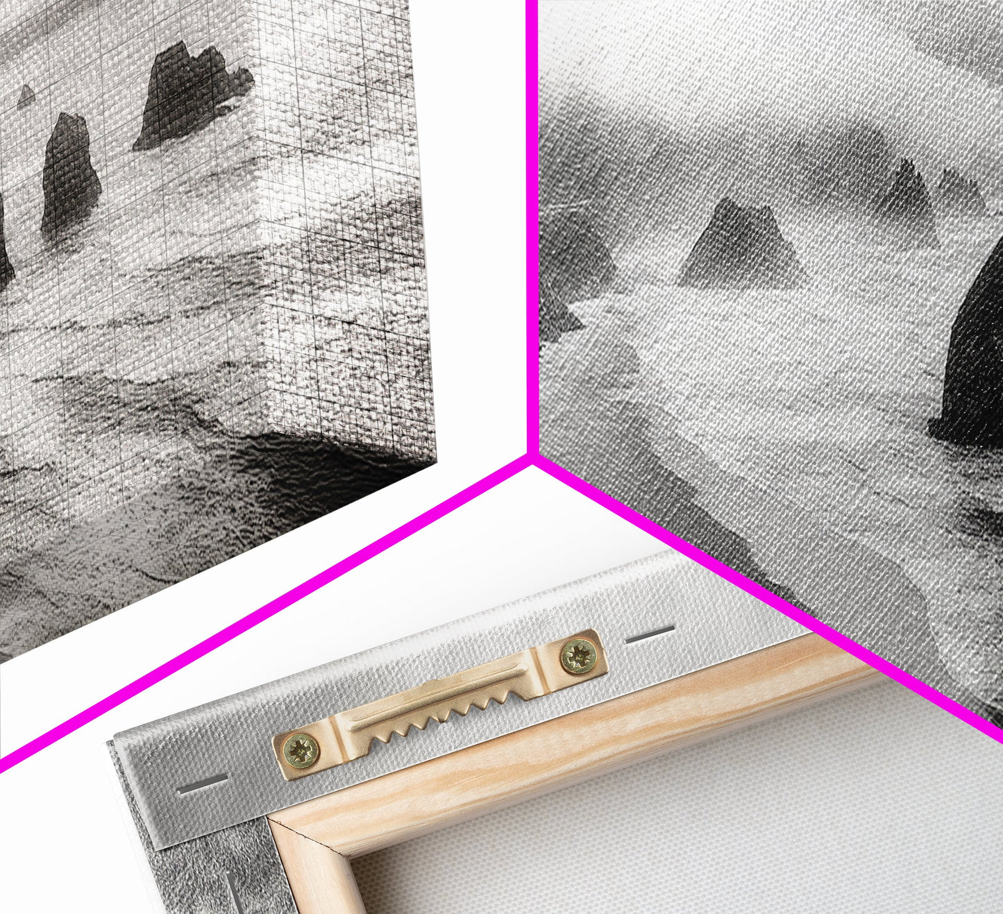 Pazifikküste, nebelverhangene Klippen, Felsen im Meer, stimmungsvolle Strandszene, Leinwanddruck, moderne Naturdekoration, Wandbild fürs Wohnzimmer, Küstenlandschaft