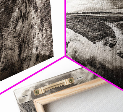 Marsh Landscape, Coastal Grasslands, Autumn Earth Tones, Framed Canvas Print, Fall Wall Art, Farmhouse Style, Rustic Entryway Decor