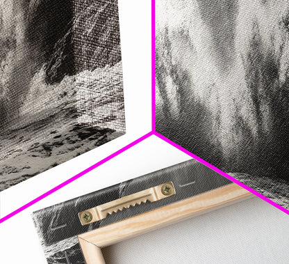 Ocean Splash, Powerful Wave Crash, Coastal Energy Wall Art, Framed Canvas Print, Modern Beach House Decor, Dynamic Living Room Art