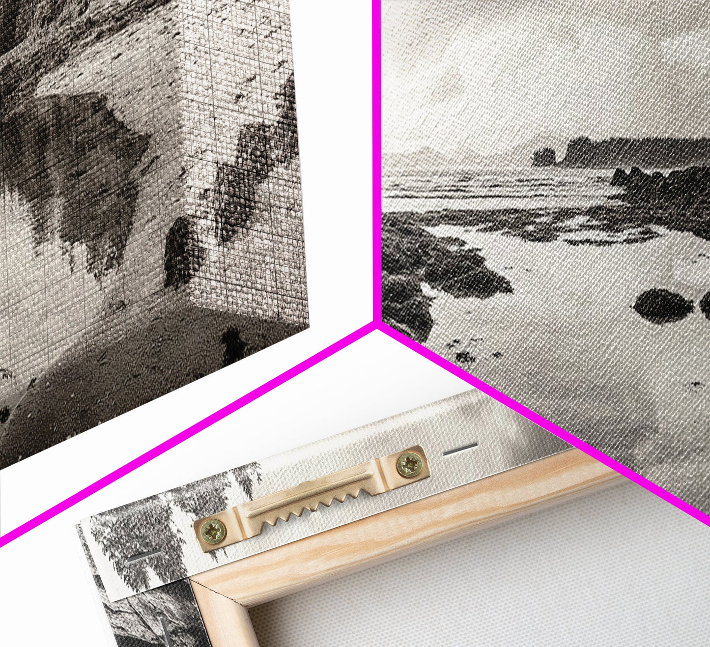 Tidal Pools, Coastal Calm, Forest Edge, Framed Canvas Print, Tranquil Bathroom Art, Pacific Northwest Decor, Nature Inspired Style