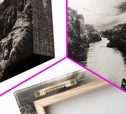 Canyon River Sunset, Dramatic Sky Photography, Nature Scene Art, Framed Canvas Print, Office or Hallway Wall Decor, Bold Earth Tones