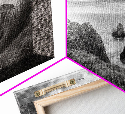 Cliff Path, Sea Escape, Moody Sky, Adventure Trail, Canvas Print, Modern Entryway Wall Art, Travel Photography, Nature Scene