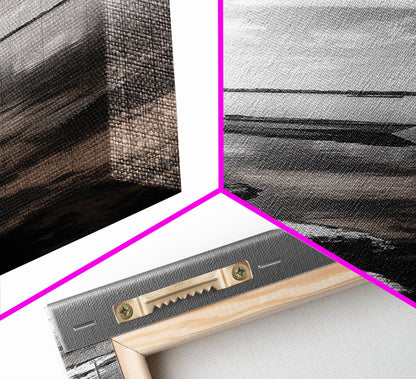 Monochrome Boat Lake, Peaceful Dockside, Still Waters, Minimal Calm, Framed Canvas Print, Bedroom Wall Art, Black White Photography