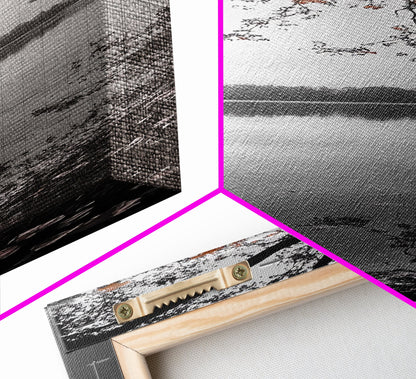 Autumn Leaves, Peaceful Lake, Misty Morning, Nature Silence, Canvas Print, Fall Wall Art, Neutral Bedroom Decor, Minimalist Photography