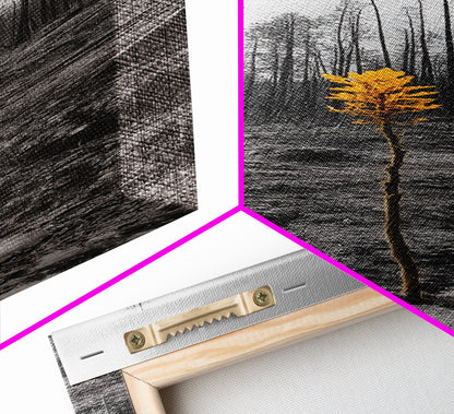 Lone Sprout, Forest Renewal, Emotional Nature Scene, Moody Landscape Art, Framed Canvas Print, Autumn Wall Decor, Rustic Nature Style