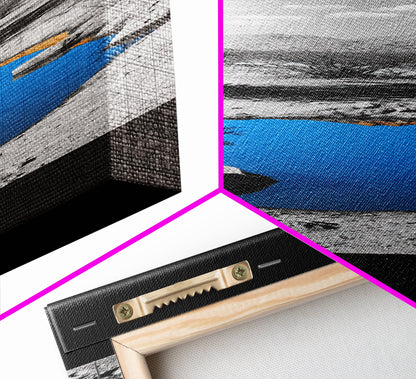 Blue Oasis, Desert Pool, Tranquil Reflection, Minimalist Landscape, Framed Canvas Print, Serene Entryway Wall Art, Calm Southwestern Decor