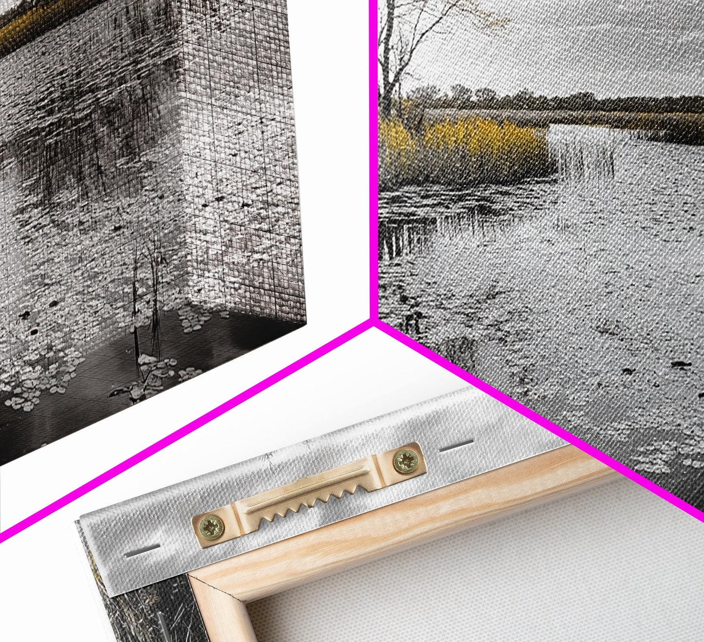 Lily Pond Trees, Serene Reflection, Autumn Landscape, Calm Water Scene, Framed Canvas Print, Nature Wall Art, Fall Living Room Decor