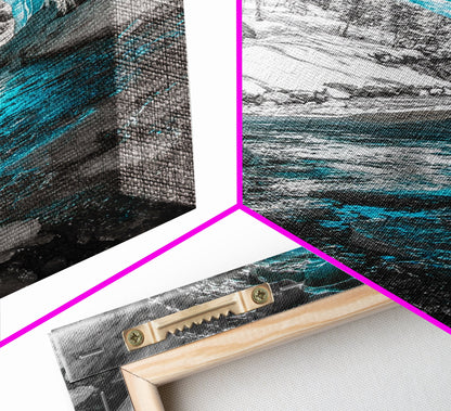 Blue Ice Cave, Winter Tunnel, Arctic Wonderland, Framed Canvas Print, Nature Wall Art, Minimalist Photography, Cool Tone Decor