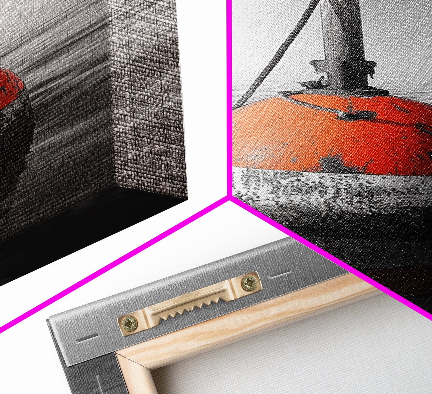 Meeresboje, rote Markierung, maritimer Minimalismus, Leinwanddruck, Küsten-Badezimmerkunst, nautische Wanddekoration, maritime Industrieästhetik