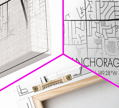 Anchorage Street Map, Alaska Map, Map Print, Modern Art, Wall Art, Canvas Print, Bedroom Décor, City Map Wall Art, Minimalist Décor, Prints