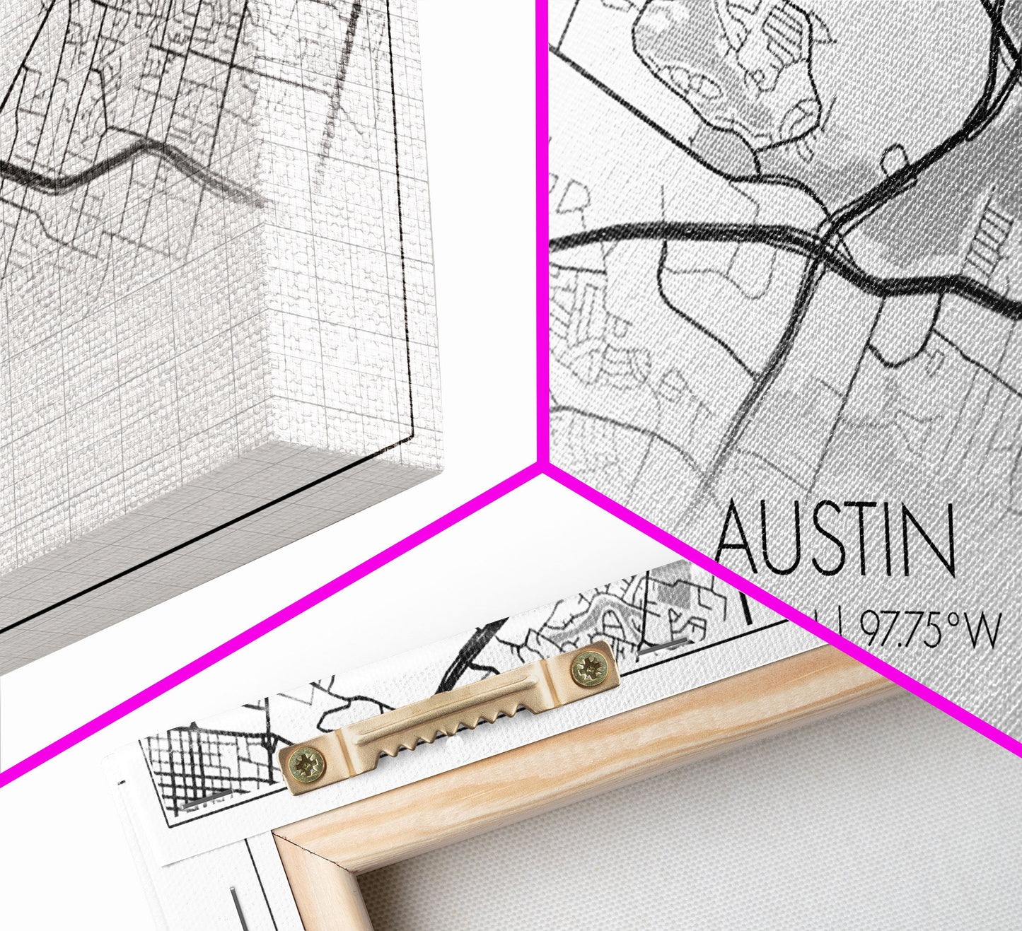 Austin Street Map, Texas Map, Map Print, Modern Art, Wall Art, Canvas Print, Teen Girl Room Décor, Gift For Coworker, Bookshelf Décor