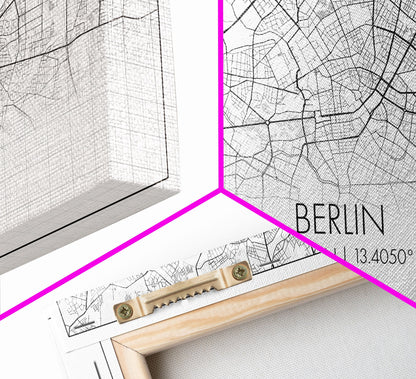 Berlin Street Map, Germany Map, Map Print, Modern Art, Wall Art, Canvas Print, Gift For New Home, Couples Décor, Minimalist Wall Art