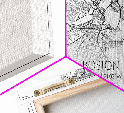 Boston Street Map, Massachusetts Map, Map Print, Modern Art, Wall Art, Canvas Art, Newlywed Gift, Gift For Parents, Farmhouse Wall Décor